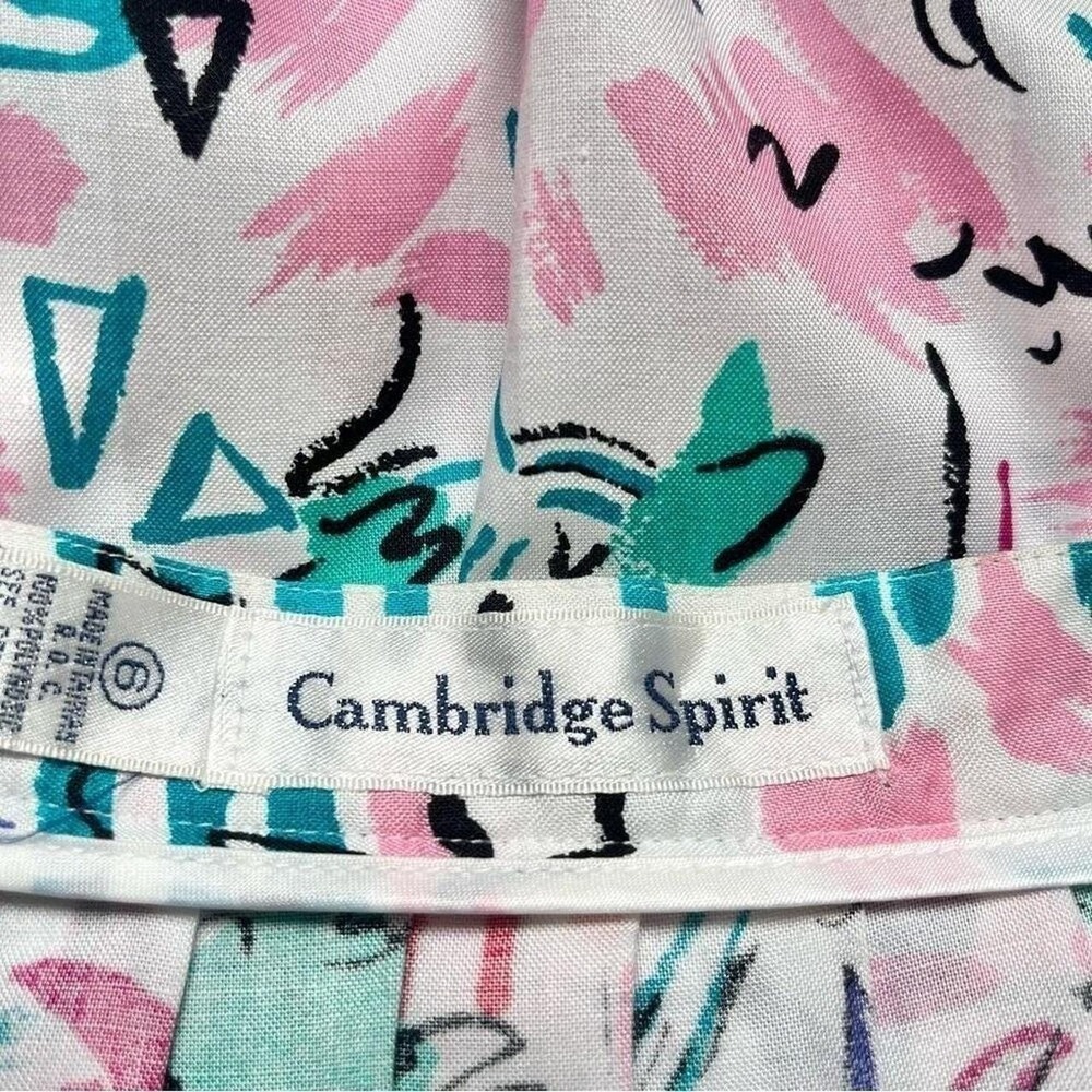 Vintage Skirt Women's XS Tropical Palm Trees Pleated Midi White Pink Kawaii - Picture 3 of 8